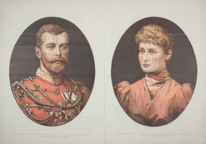 null The Russian Imperial wedding. Portraits du Tsar Nicolas II et de la Tsarine...