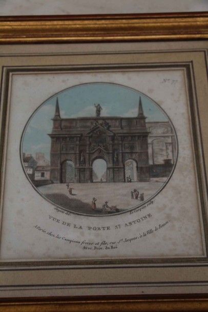 null Lot de cinq lithographies en couleur, «  La Vue de la Porte Saint Antoine »,...