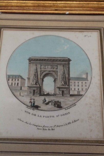 null Lot de cinq lithographies en couleur, «  La Vue de la Porte Saint Antoine »,...