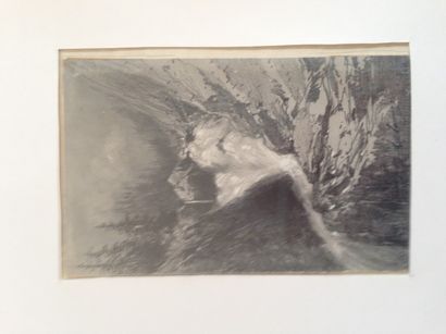 Maxime LALANNE (1827-1886) Chute d'eau dans la montagne

Crayon et gouache sur carton

Signé...