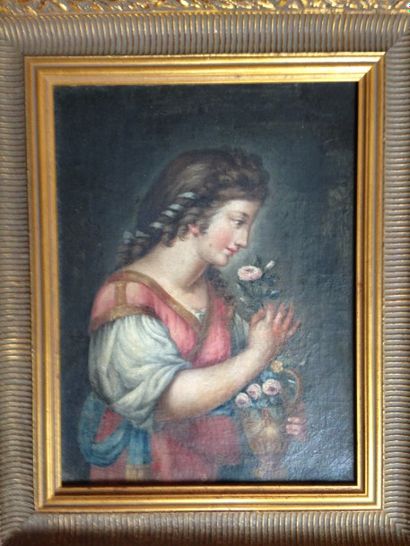 École RUSSE de la fin du XVIIIe siècle Portrait de femme - Huile sur toile - Porte...
