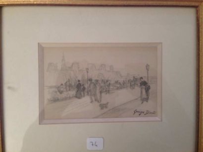 Georges BINET (1865-1949) Quai aux fleurs
Crayon sur papier
10 x 15 cm à vue