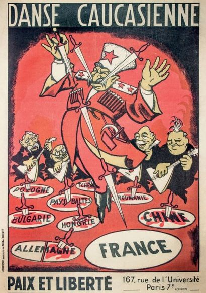 null Affiche «Danse caucasienne».
Paris, éd. Paix et Liberté, 1950. 105 x 75 cm.
Entoilée....