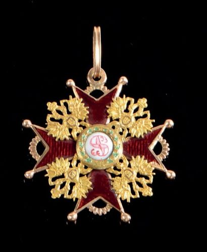 null Croix de l’Ordre de Saint-Stanislas de 3e classe à titre civil, en or 583 millièmes...