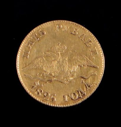 null Pièce de monnaie de 5 roubles en or, datée 1825. Bon état.
Saint-Pétersbourg....