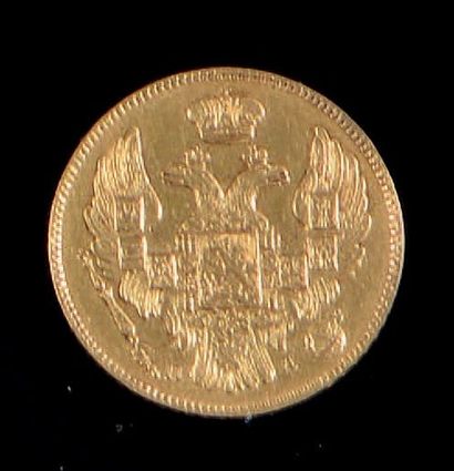 null Pièce de monnaie de 3 roubles et 20 zlotych en or, datée 1835.
Bon état.
Saint-Pétersbourg....