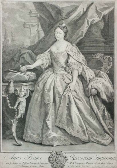 null JOSEPH WAGNER (1706-1780) d'après l'original de AMIGONI Portrait de l'impératrice...