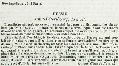 null Le Nationale de 1834. Paris, 10 mai 1837. 4 pp. in-folio.
Contient une notice...