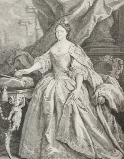 null JOSEPH WAGNER (1706-1780) d'après l'original de AMIGONI Portrait de l'impératrice...
