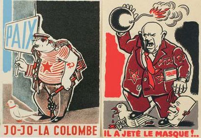 null ANNENKOV, Georges (1889-1974)
Ensemble de 2 affichettes anticommunistes.
Paix...
