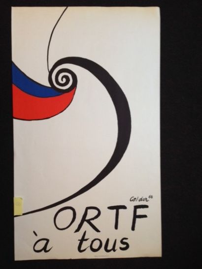 Alexandre Calder Affiche - ORTF à tous - Lithographiée en couleur - 106 x 61,5 c...