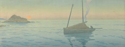 Henri RIVIERE (1864-1951) Bord de mer en Bretagne
Deux lithographies en pendant,...