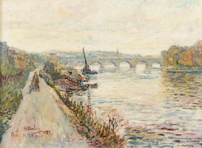 STANLEY (actif au début de XXe siècle) Le pont de Sèvres, 1927
Huile sur toile, signée,...