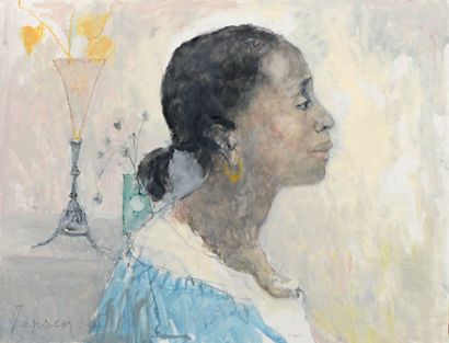 JEAN JANSEM (1920-2013) Femme au profil, 2011
Huile sur toile, signée et datée en...