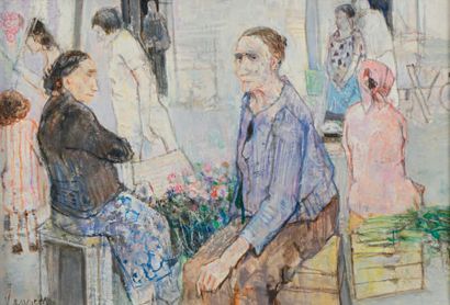 JEAN JANSEM (1920-2013) Angelina au marché, 1987
Huile sur toile, signée en bas à...