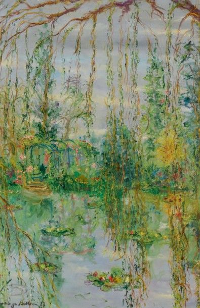 Serge BELLONI (1925-2005) La roseraie de Giverny, 1987
Huile sur toile marouflée...