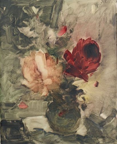 André PETROFF (1839-1975) Vase de roses, 1955
Peinture à l'essence sur papier marouflé...