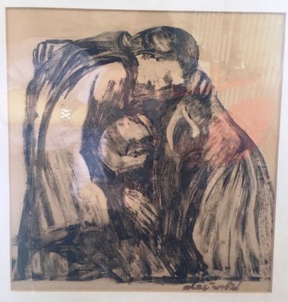 Zapd de ADEL (XXe siècle) Couple, 1968
Monotype à huile sur papier, signé en bas...