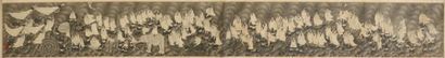 CHINE - XIXe siècle 
Encre sur papier, représentant des Arhats traversant la mer.
Signature...