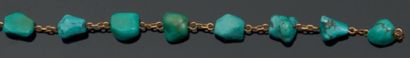 null Bracelet en or jaune (18K, 750‰) orné de pierres de turquoise de formes baroques.
Longueur:...