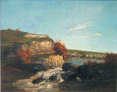 Atelier de COURBET, avec la participation d'Ernest BIGOT (1836 - ?) Paysage du Jura...