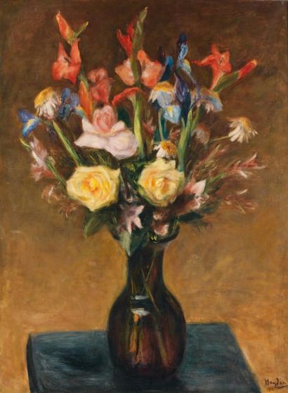 Henri HAYDEN (1883-1970) Bouquet de fleurs sur un entablement, 1930 Huile sur toile,...