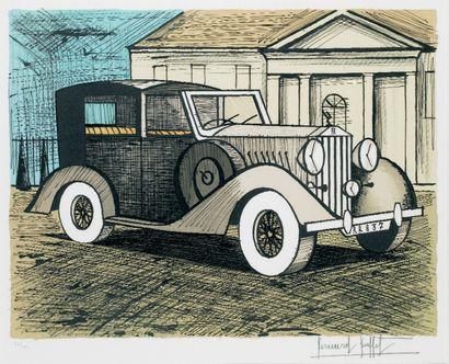 Bernard BUFFET (1928 - 1999) La Rolls Royce Lithographie signée en bas à droite 56...