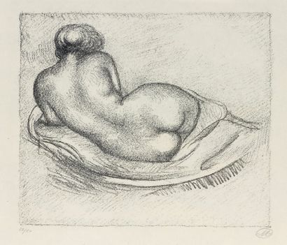 Aristide MAILLOL (1861 - 1944) Femme couchée vue de dos, jambe drapées. 1927 (G....