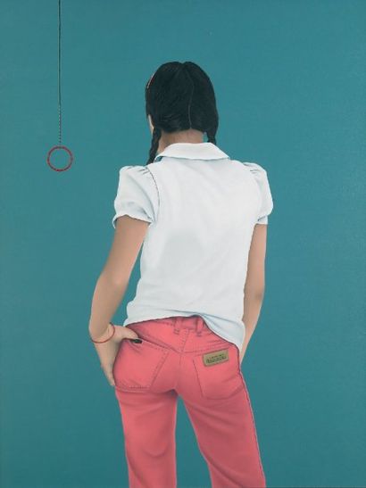 Jacques DETRAIT (Né en 1948) Femme de dos Acrylique sur toile 70 x 92 cm