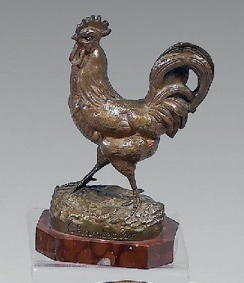 Jules-Edmond MASSON Le coq Epreuve en bronze, patiné signée. Hauteur : 15 cm
