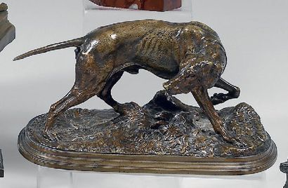 Alfred DUBUCAND Le setter Epreuve en bronze, signée. Hauteur : 16 cm ; longueur :...