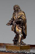 Etienne Marin MELINGUE (1808- 1875) Molière Bronze à patine médaille, titré et signé...