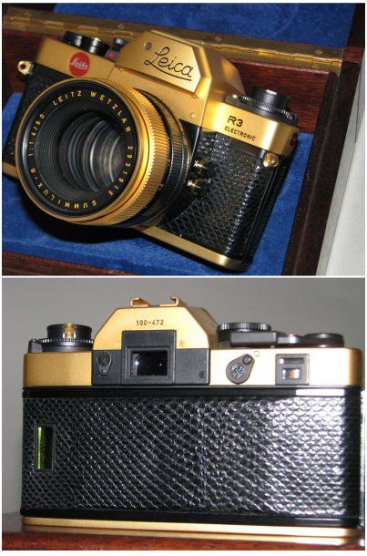 LEITZ Leica R3 Electronic GOLD n°1524702 objectif SUMMILUX 1.4/50 mm n°2931915 en...