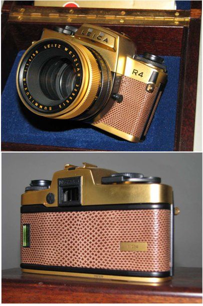LEITZ Leica R4 GOLD n°1651577, numéro sur le gainage /034, objectif SUMMILUX R 1.4/50...