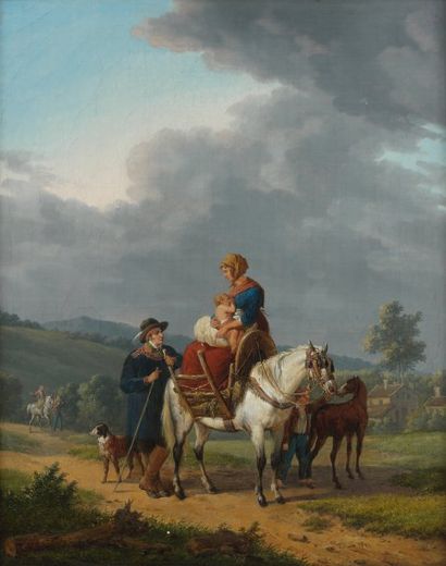 Attribué à Jacques François SWEBACH DESFONTAINES (1769-1823) La famille allant au...