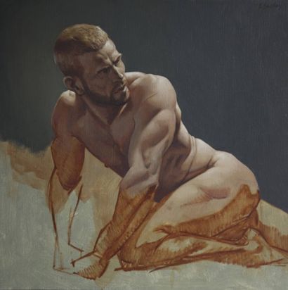 null 151 Edgar SAILLEN (1969) Thomas, 2016 Huile sur toile, signée. 80 x 80 cm 