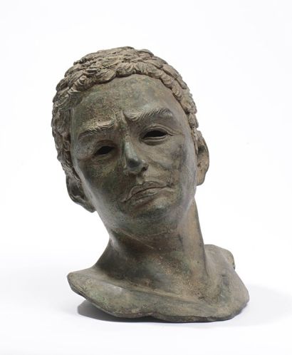 null 158 Ecole Italienne vers 1860, d’après l’antique Buste d’homme. Epreuve en bronze...