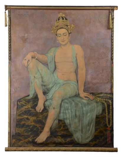 null 169 Henri CARO-DELVAILLE (1876-1928) Danseur laotien, 1922 Huile sur toile,...