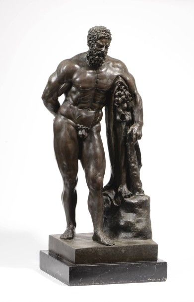 null 200 D’après l’antique Hercule Farnèse Epreuve en bronze à patine brune sur socle...