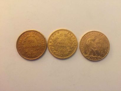 null 20 francs or Napoléon Empereur 1807, 20 Francs or Napoléon III 1860, 20 francs...