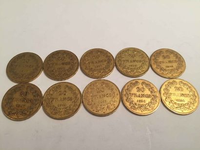 null 10 pièces de 20 Francs or Louis Philippe tête laurée