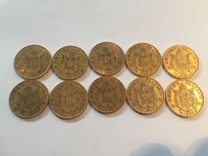 null 10 pièces de 20 Francs or Napoléon III tête couronnée