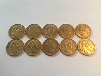 null 10 pièces de 20 Francs or Napoléon III tête couronnée
