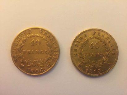 null 1 pièce de 40 francs or 1806 et 1 pièce de 40 francs or 1813