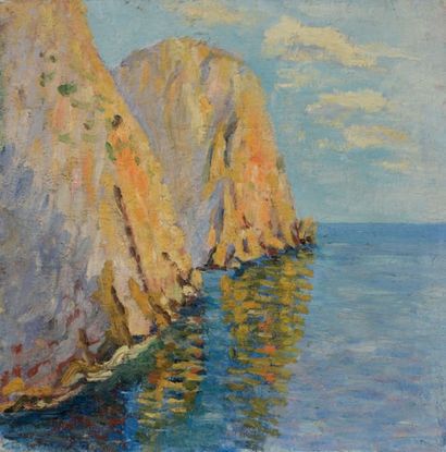 GORBATOV Konstantin Ivanovich (1876-1945) Falaises en bord de mer à Capri.
Huile...