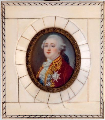 null Louis XVI
Lot de 2 portraits miniatures ovales peints représentant le roi Louis...