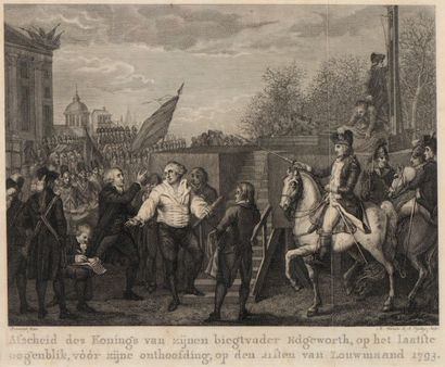 null Louis XVI
Double gravure représentant la montée du roi Louis XVI et celle de...