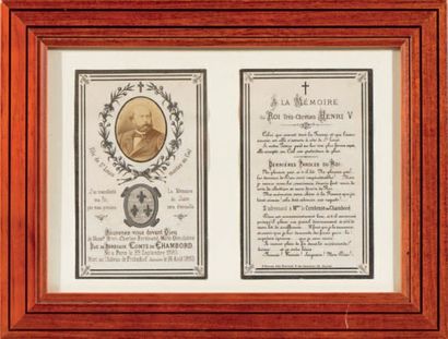 null Comte de Chambord
Ensemble de deux cartes imprimées ornées d'un portrait du...