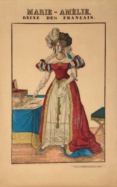 null Marie-Amélie
Image d'Épinal rehaussée à l'aquarelle représentant la reine des...