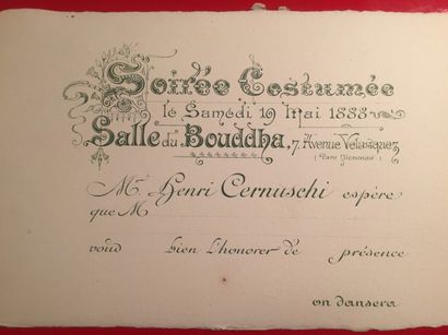 Henri CERNUSCHI (1821-1896) Carton d'invitation vierge à la soirée costumée du 19...
